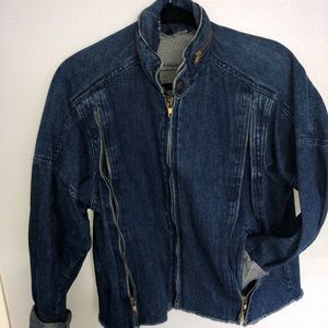 Vintage denim jacket with zippers